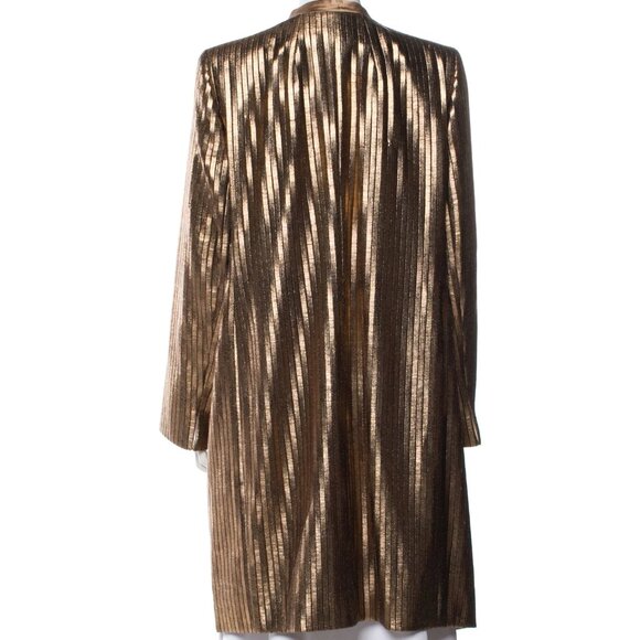 New Akris x Bergdorf Goodman Moscat Lame Gold Bronze Metallic Coat Size 14 NWT - Picture 5 of 14